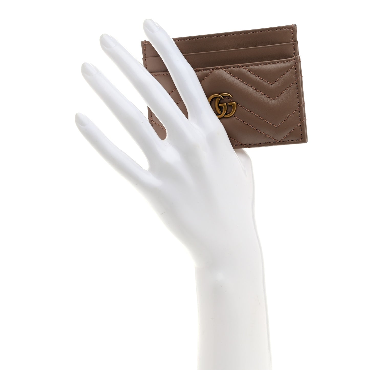 Calfskin Matelasse GG Marmont Card Holder Porcelain Rose