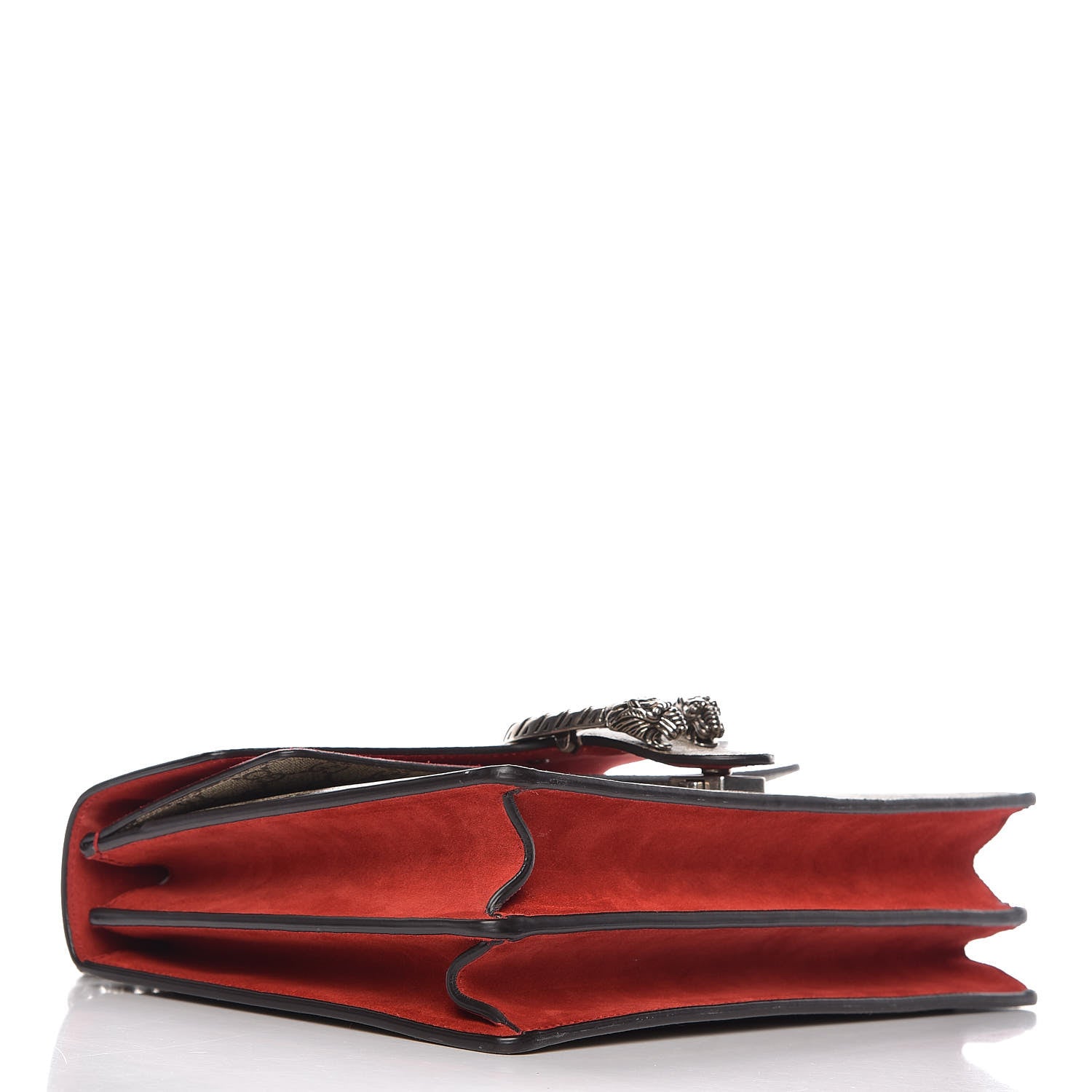 Gucci GG Supreme Monogram Suede Cudu Medium Dionysus Shoulder Bag Beige Ebony Vulcanic Red 5 of 14