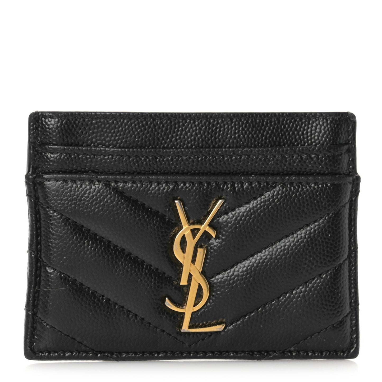 Grain De Poudre Matelasse Chevron Monogram Credit Card Case Black