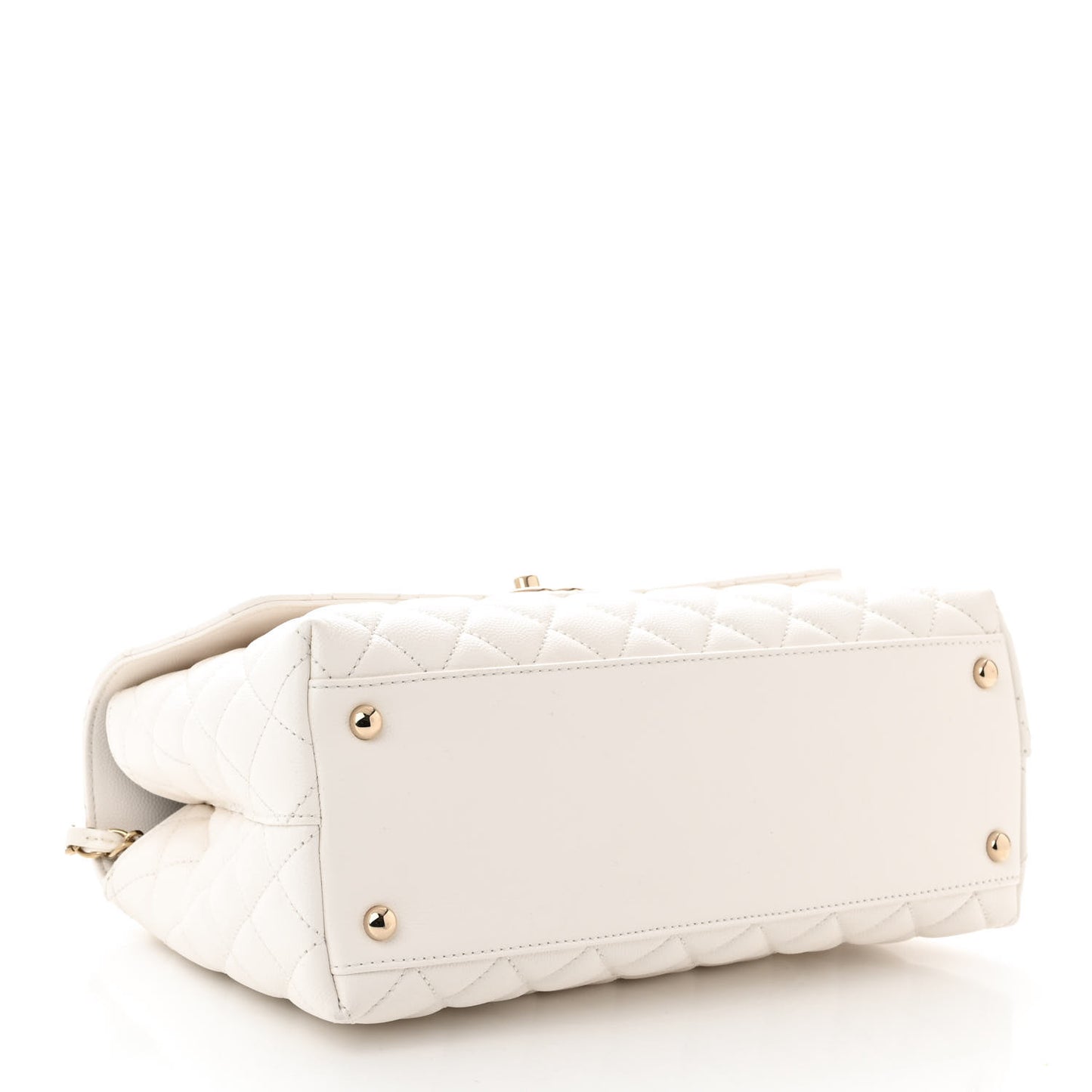 Caviar Quilted Small Coco Handle Flap White