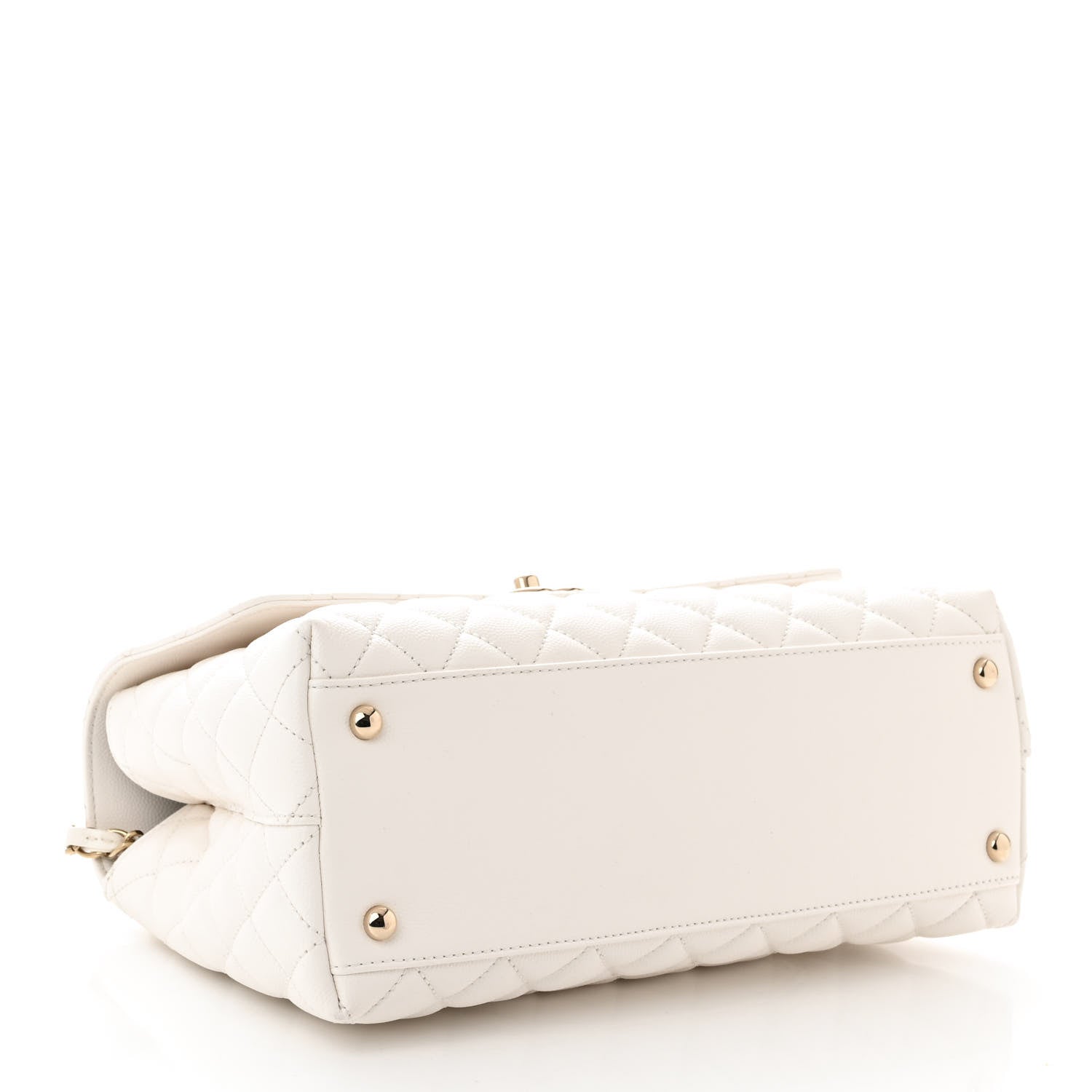 Chanel Caviar Quilted Small Coco Handle Flap White 4 of 11