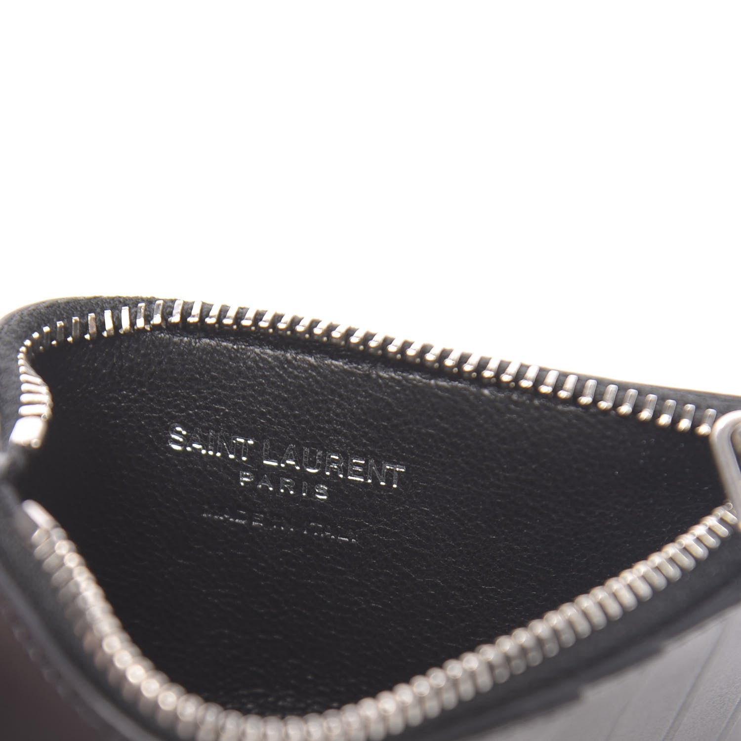 Saint Laurent Calfskin Plate 5 Fragments Zip Pouch Card Holder Black 6 of 8