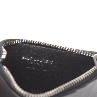 Saint Laurent Calfskin Plate 5 Fragments Zip Pouch Card Holder Black 6 of 8
