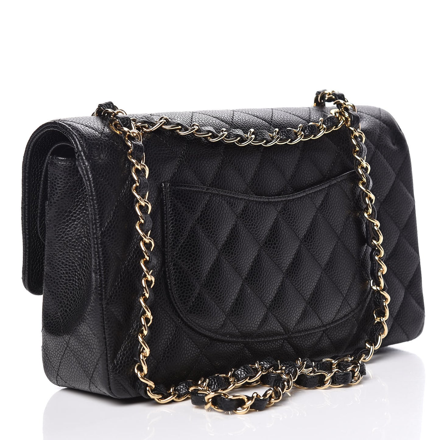 Caviar Quilted Medium Double Flap Black