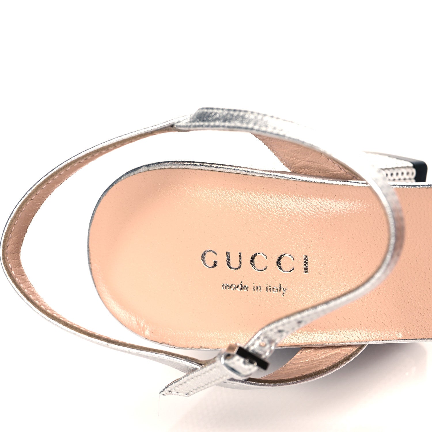 Gucci Sequin Satin Nappa GG Marmont Ankle Wrap 75mm Sandals 36 Silver Grigio Argento 8 of 9