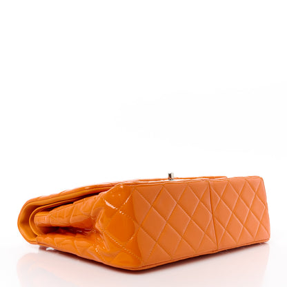 Chanel Patent Quilted Jumbo Double Flap Orange 4 of 11