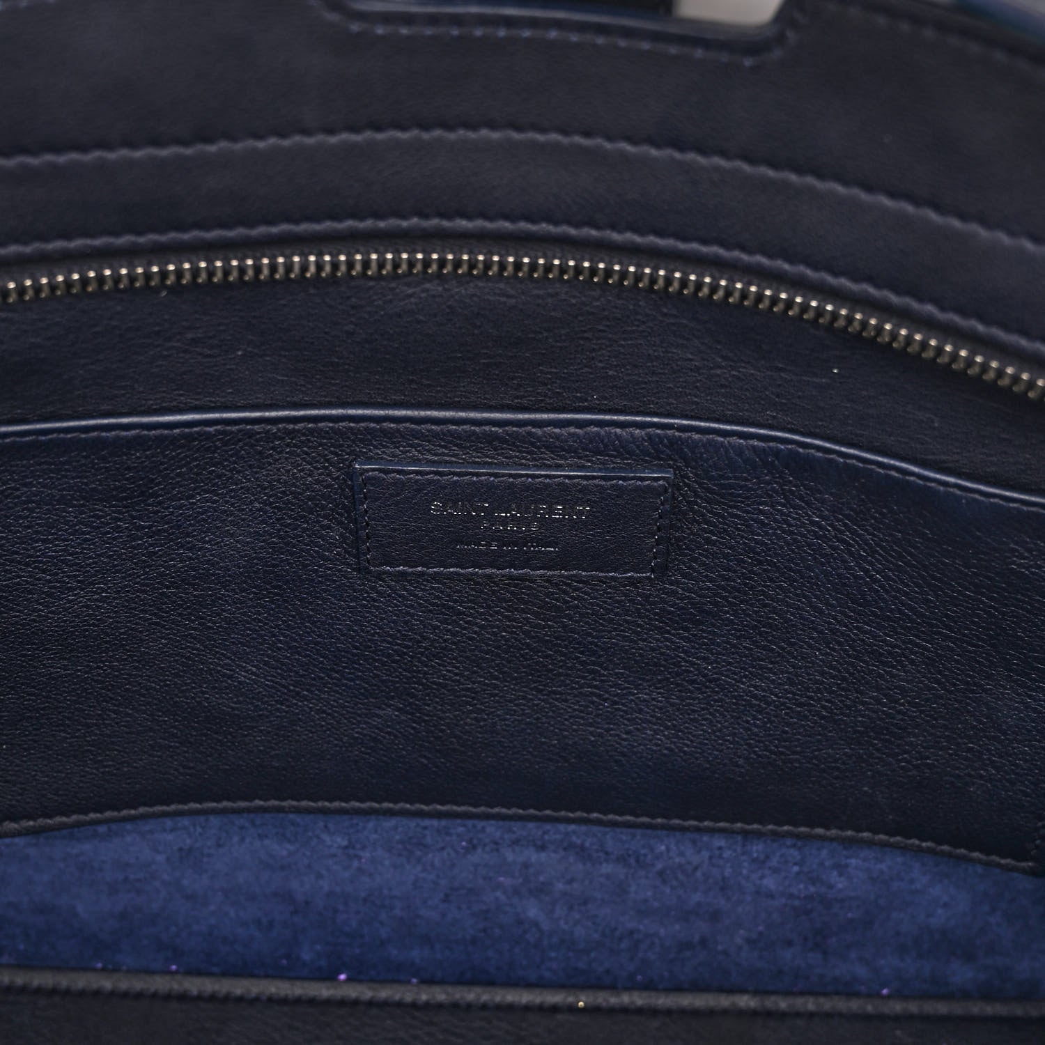 Saint Laurent Calfskin Croc Embossed Small Monogram Downtown Cabas Blue 6 of 9