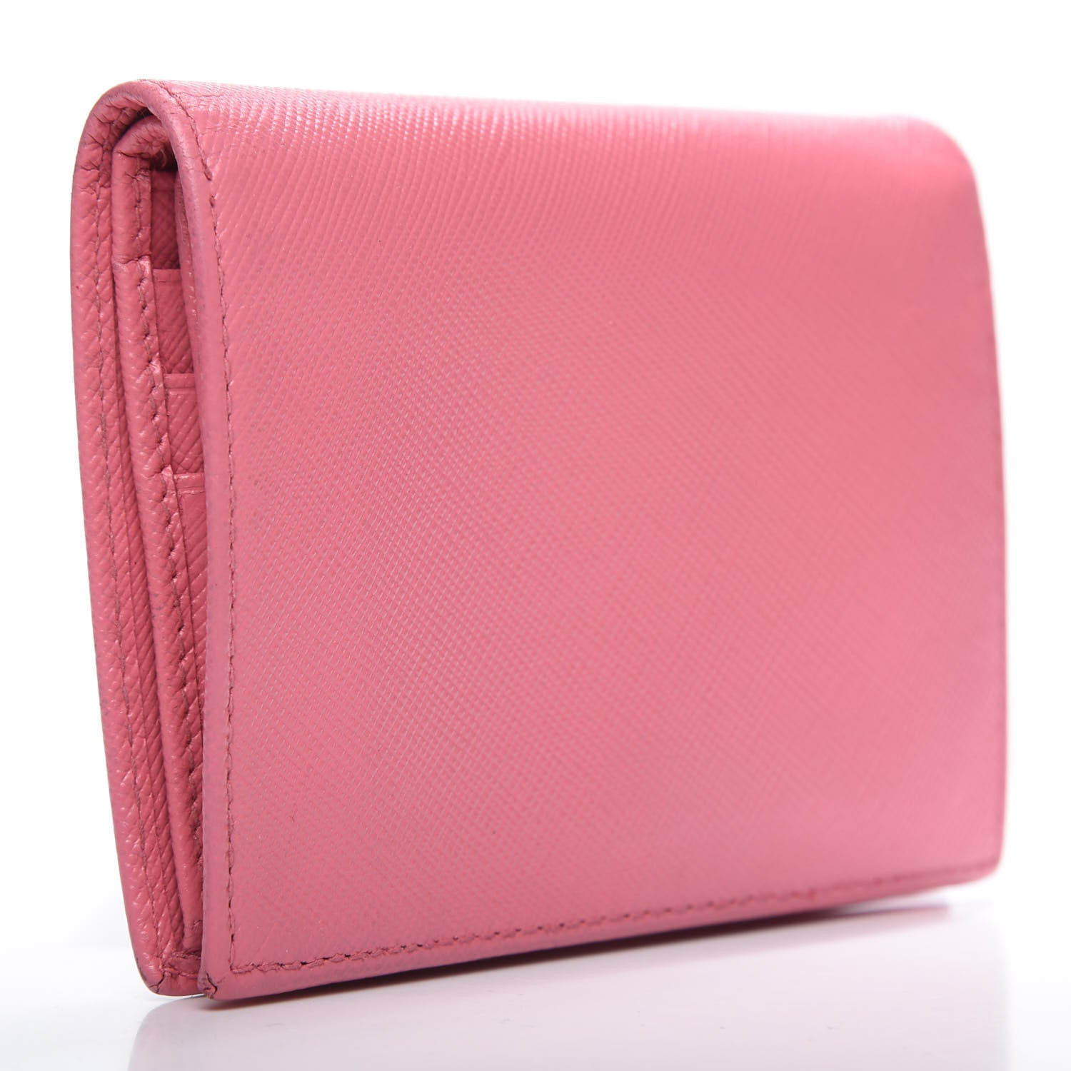 Prada Saffiano Metal Bi-Fold Wallet Peonia 2 of 9