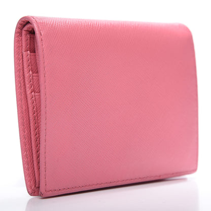 Prada Saffiano Metal Bi-Fold Wallet Peonia 2 of 9