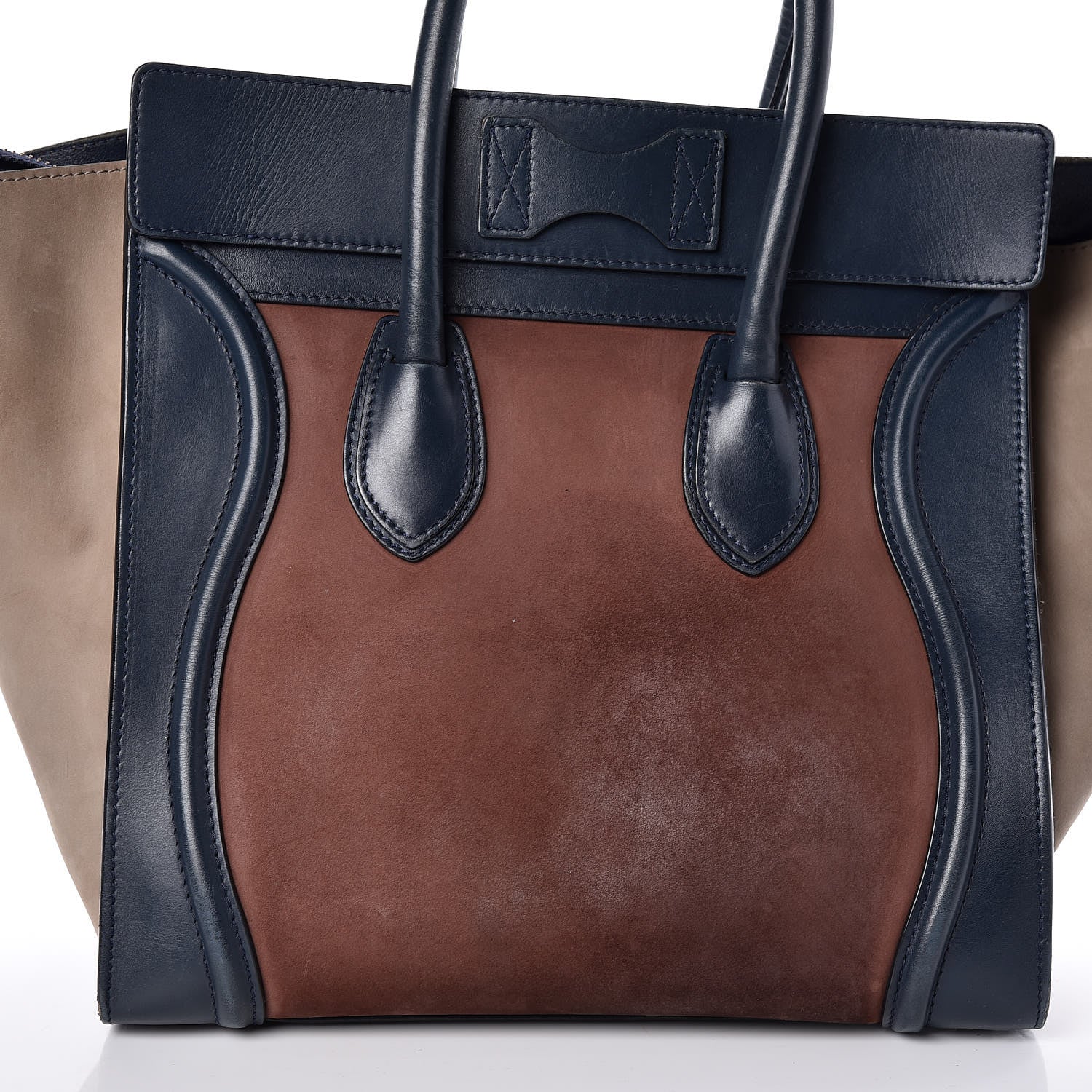 Celine Nubuck Smooth Calfskin Mini Tri-Color Luggage Marron 25 of 30