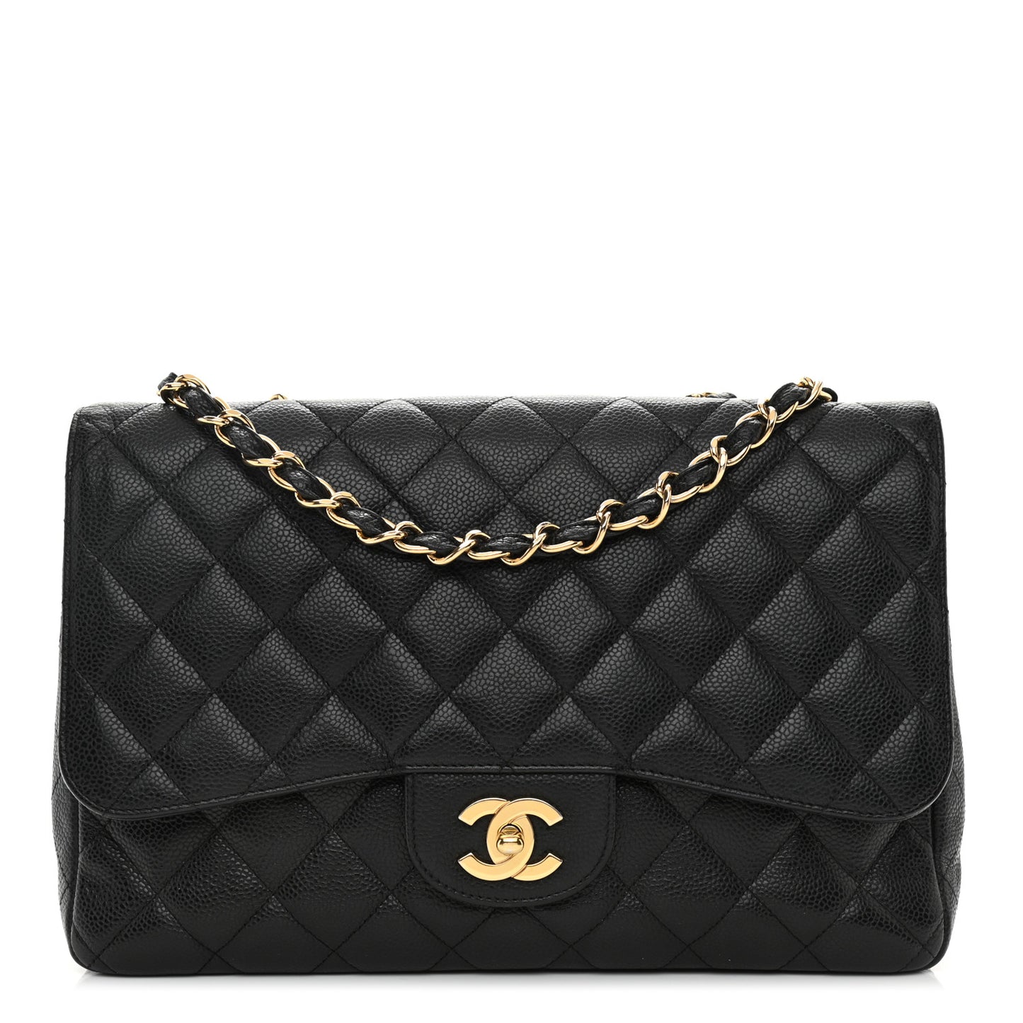 Caviar Quilted Jumbo Single Flap Black