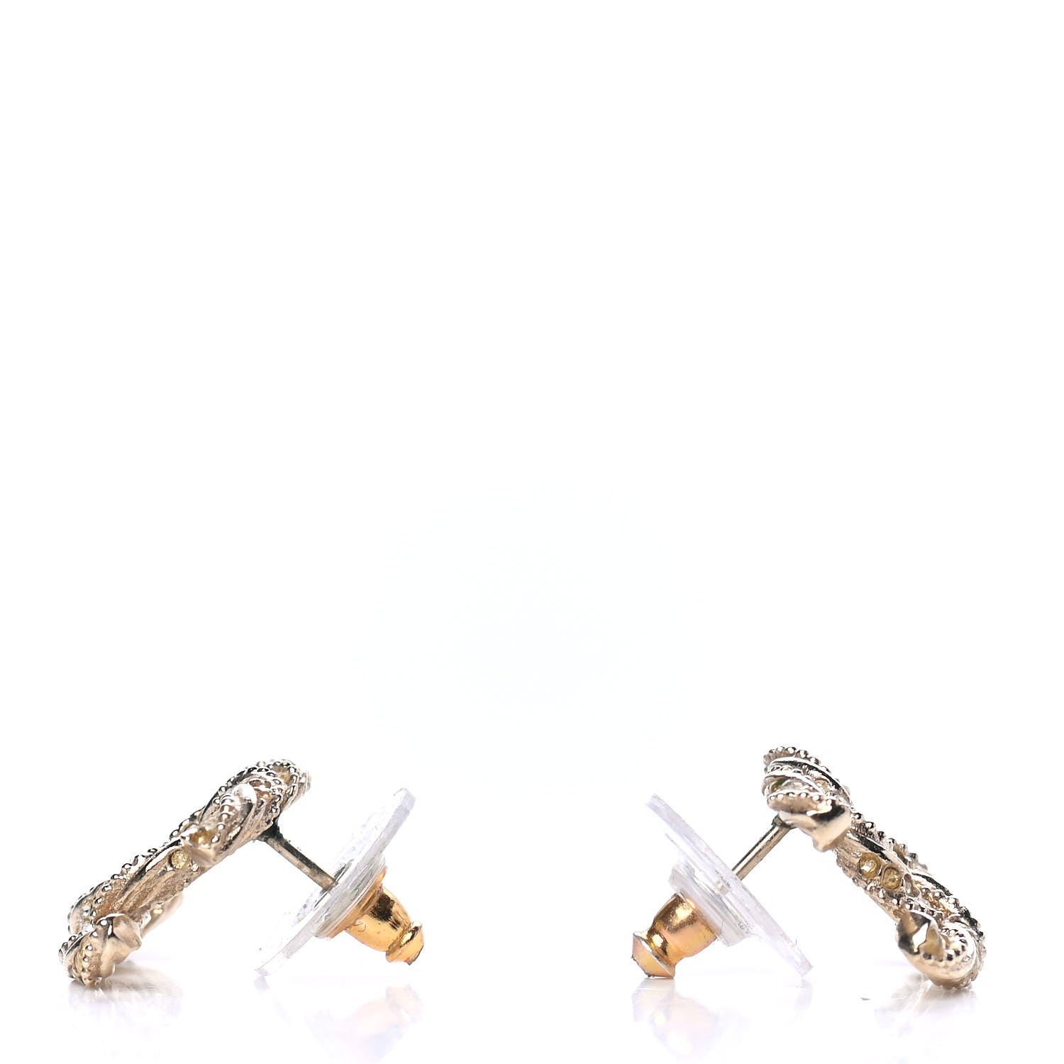 Chanel Crystal Twisted CC Earrings Gold 3 of 4
