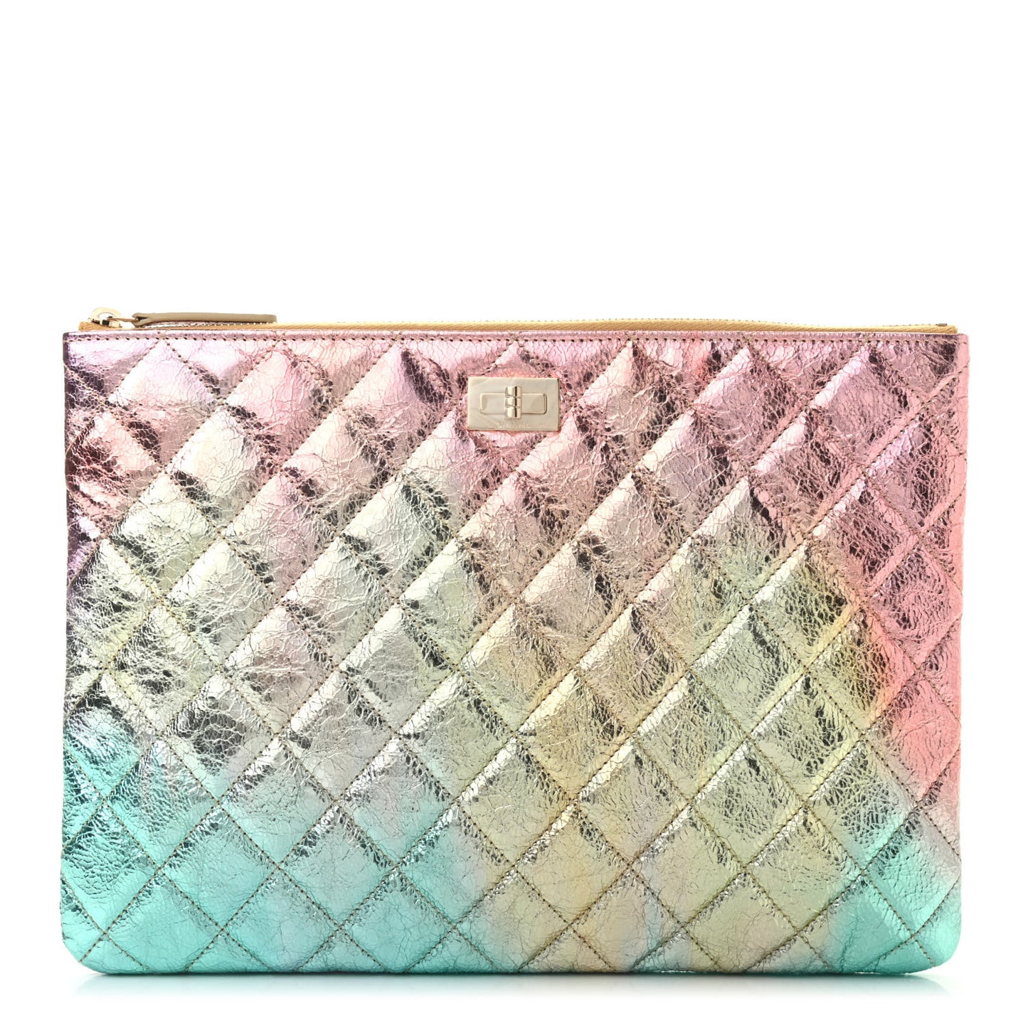 Metallic Goatskin Quilted Medium 2.55 Reissue Cosmetic Case Multicolor
