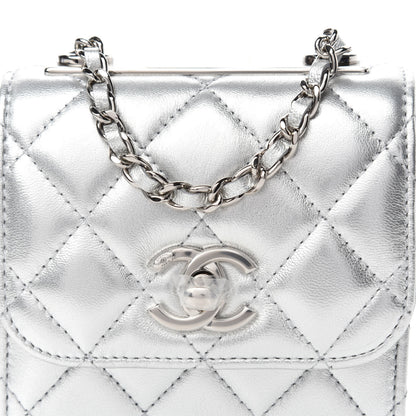 Chanel Metallic Lambskin Quilted Mini Trendy CC Chain Wallet Silver 10 of 10