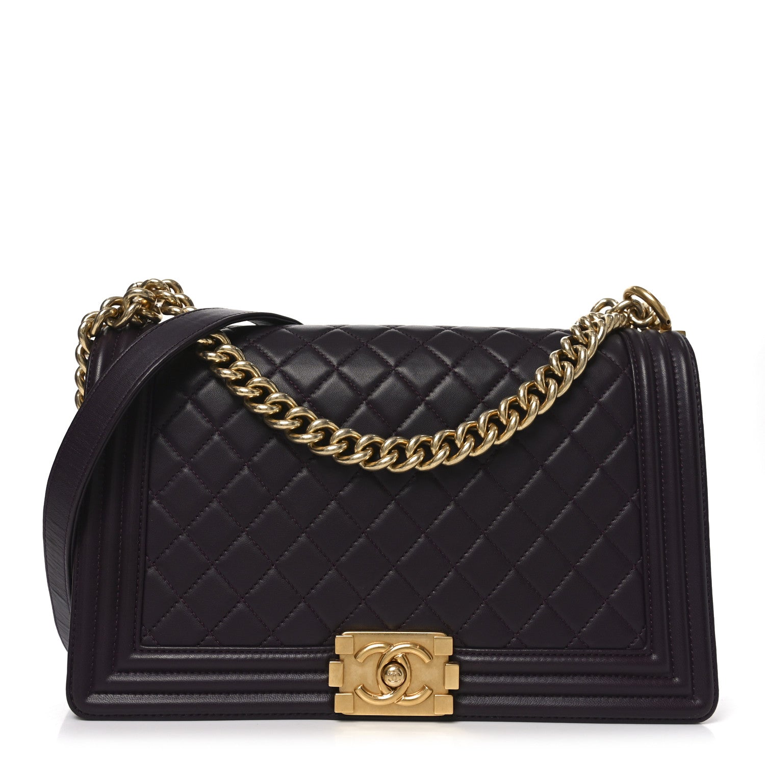 Chanel Lambskin Quilted New Medium Boy Flap Dark Purple 1 of 19