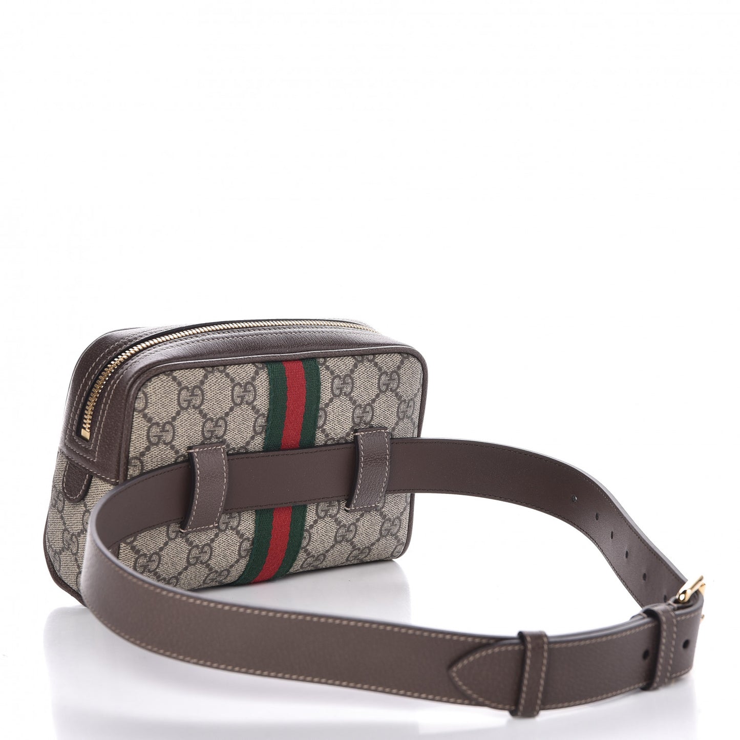 GG Supreme Monogram Web Small Ophidia Belt Bag 75 30 Dark Brown