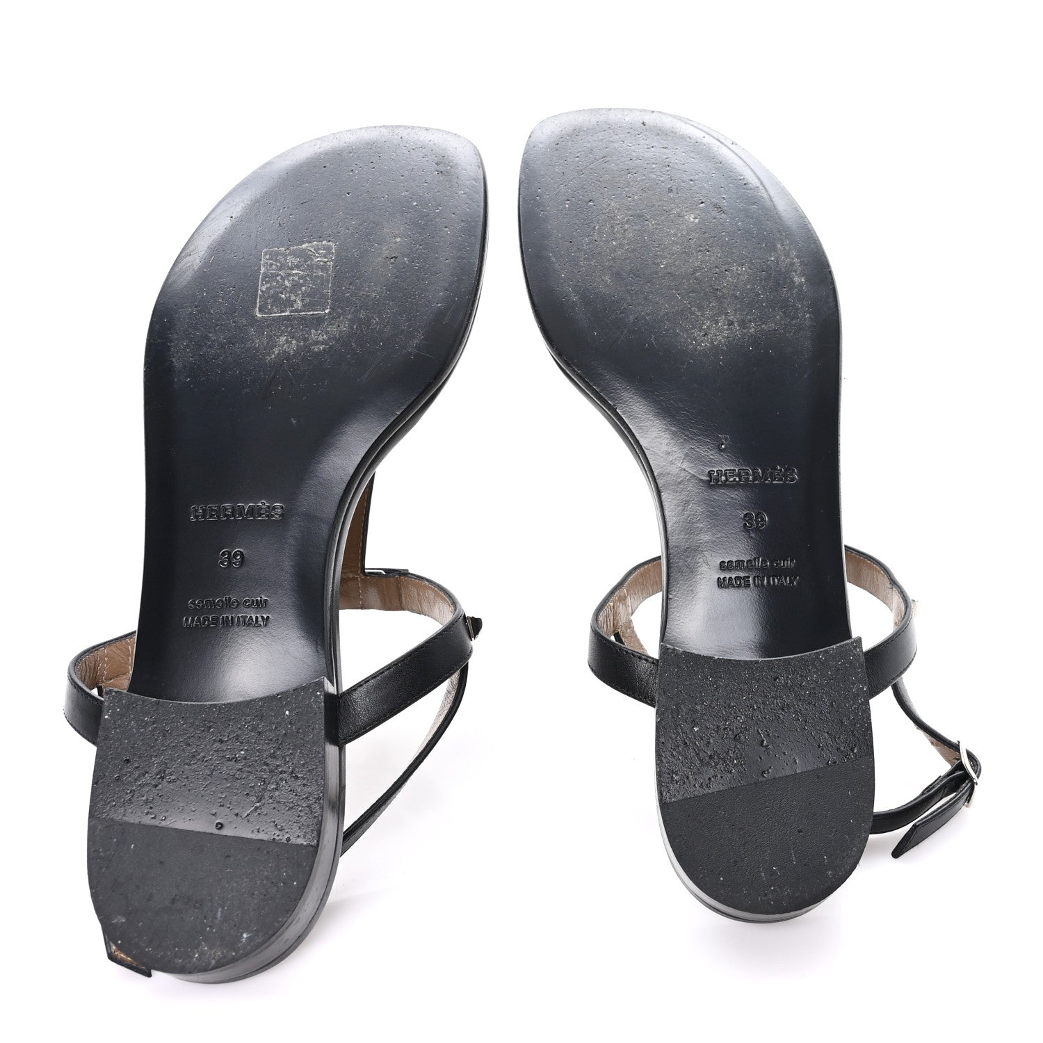 Hermes Calfskin Studded Olivia Sandals 39 Black 6 of 9