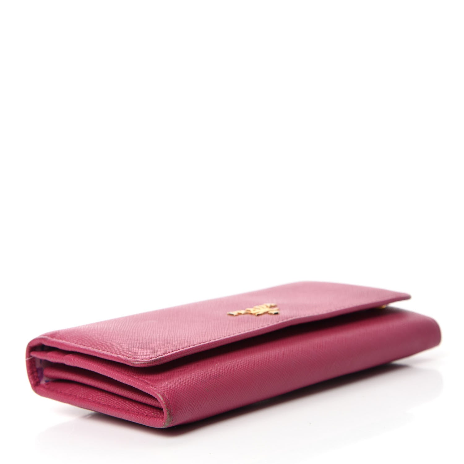 Prada Saffiano Metal Continental Flap Wallet Peonia 5 of 11