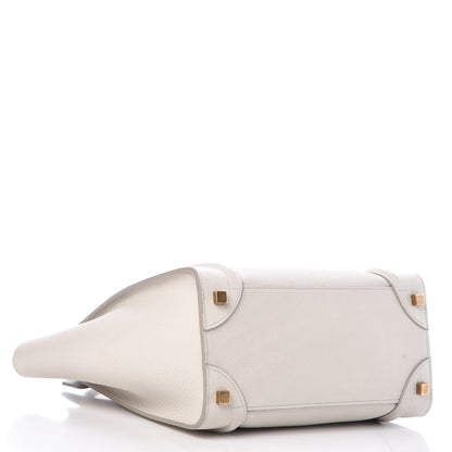 Celine Drummed Calfskin Micro Luggage Chalk 4 of 10