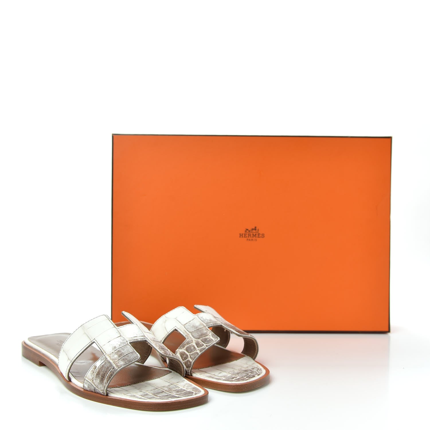 Hermes Matte Niloticus Crocodile Himalaya Oran Sandals 38 Blanc 11 of 11