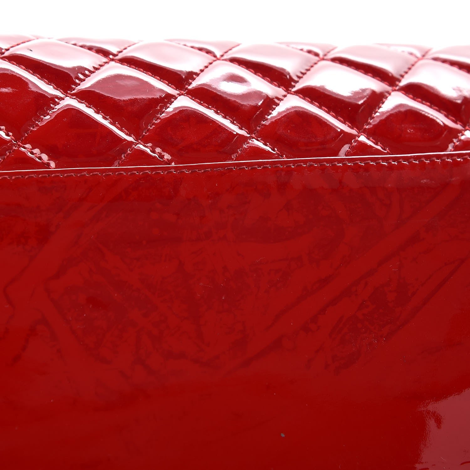 Chanel Patent Quilted Maxi Just Mademoiselle Bowling Bag Red 8 of 11