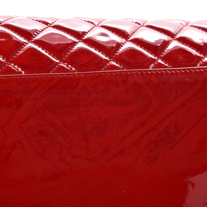 Chanel Patent Quilted Maxi Just Mademoiselle Bowling Bag Red 8 of 11