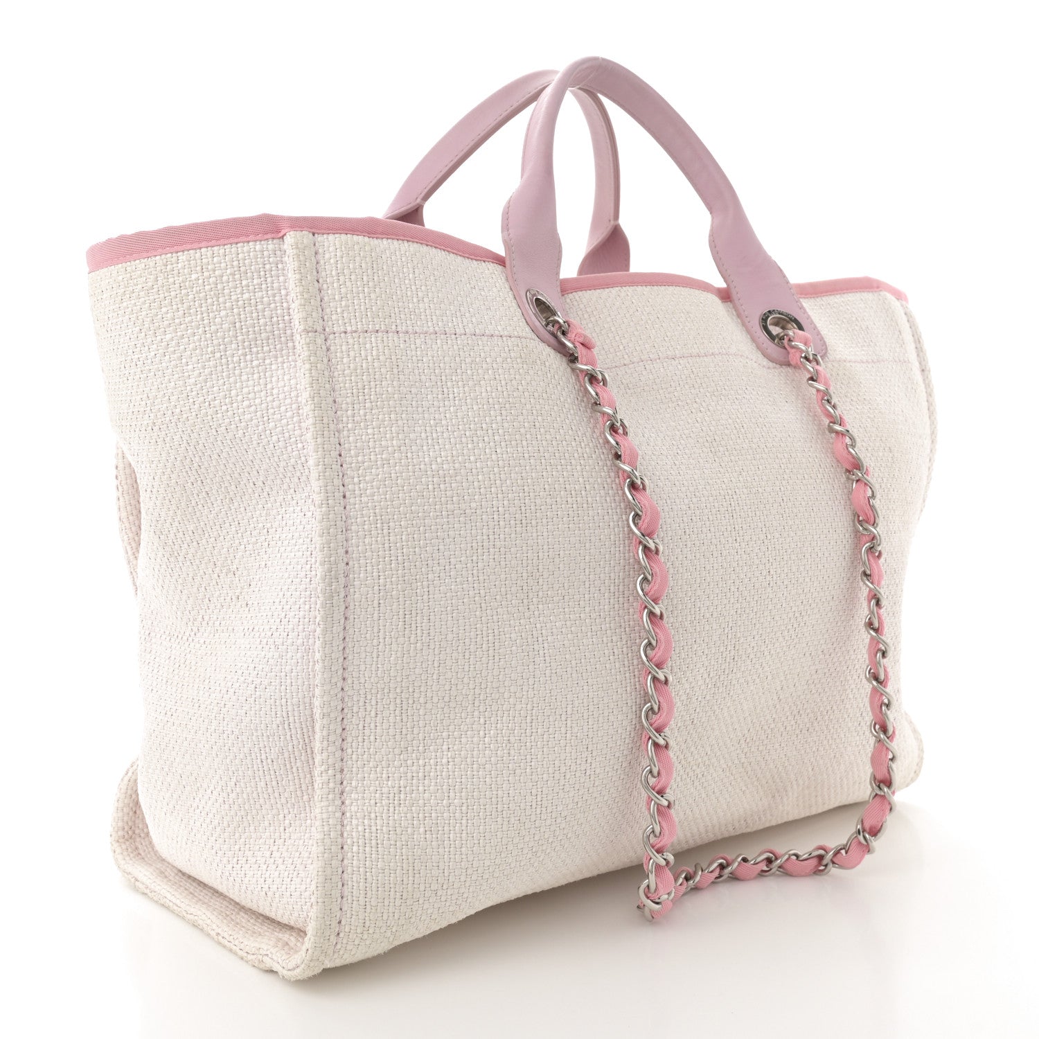 Chanel Woven Straw Raffia Medium Deauville Tote Pink 3 of 11