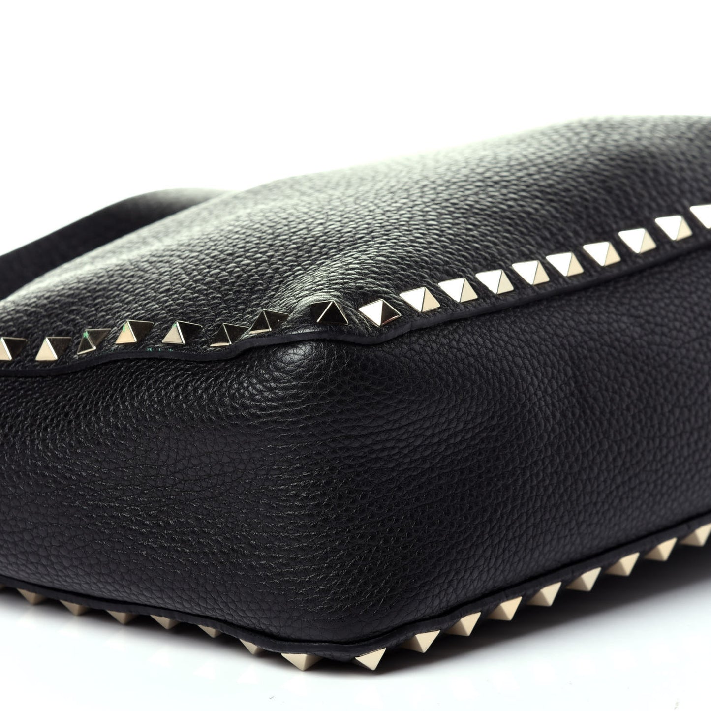 Pebbled Calfskin Small Rockstud Flip-Lock Messenger Bag Black
