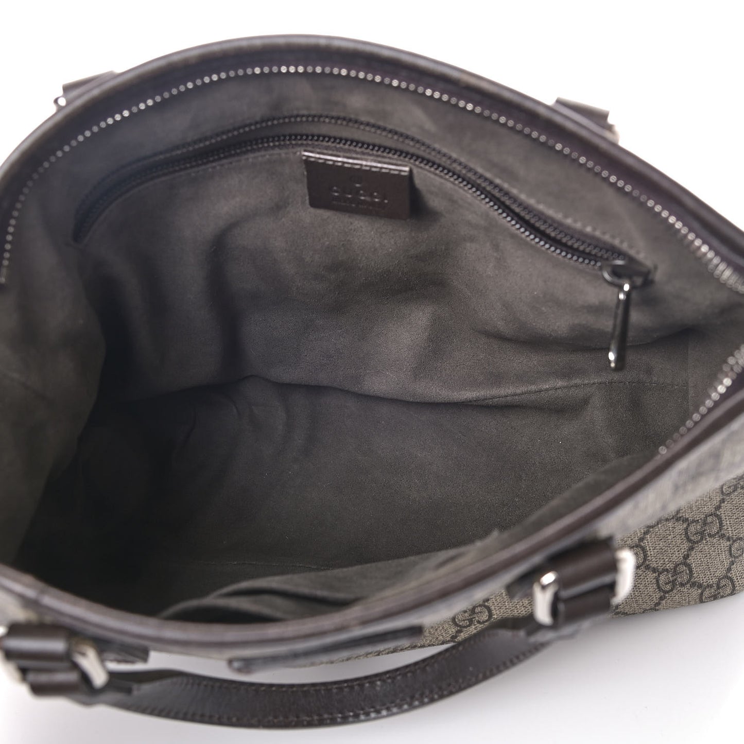 GG Supreme Monogram Small Zippered Tote Dark Brown
