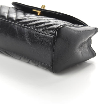 Chanel Glazed Calfskin Chevron Quilted Small Hampton Flap Black 7 of 11