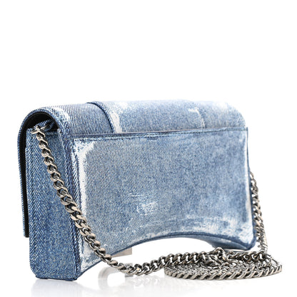 Balenciaga Nappa Denim Printed Hourglass Chain Bag Denim Blue 3 of 9