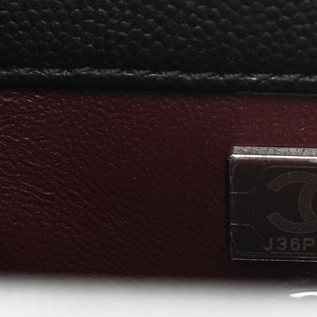 Caviar Chevron Quilted Mini Coco Handle Flap So Black