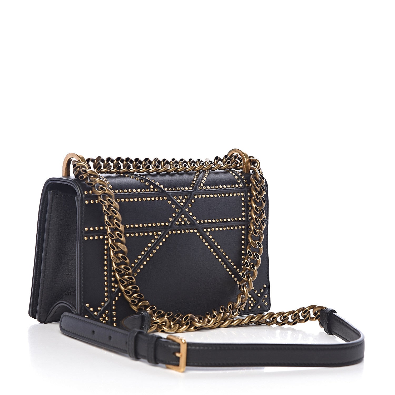 Christian Dior Calfskin Studded Small Diorama Flap Bag Black 3 of 11