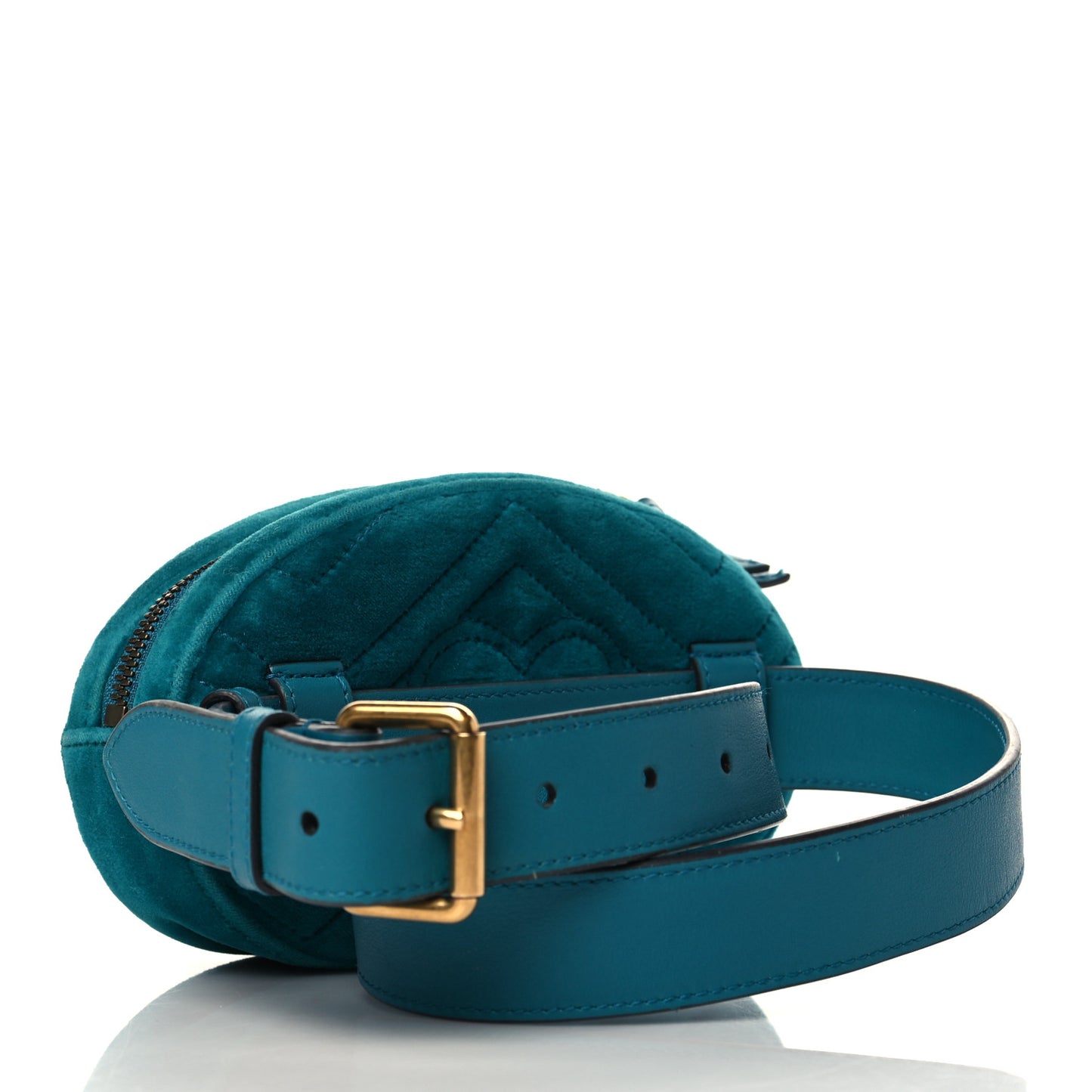 Velvet Matelasse GG Marmont Belt Bag 75 30 Pavone Cyan