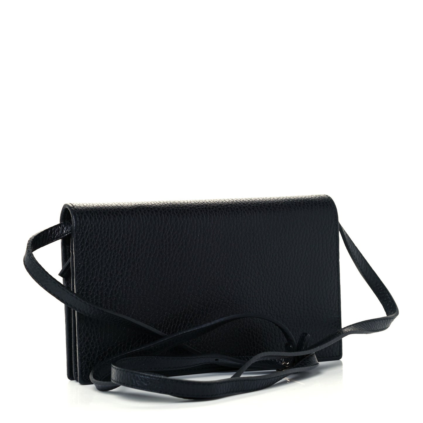 Dollar Calfskin Mini Swing Wallet Bag Black