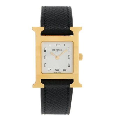 Hermes Stainless Steel Epsom 21mm Heure H Hour Quartz Watch Noir 1 of 5