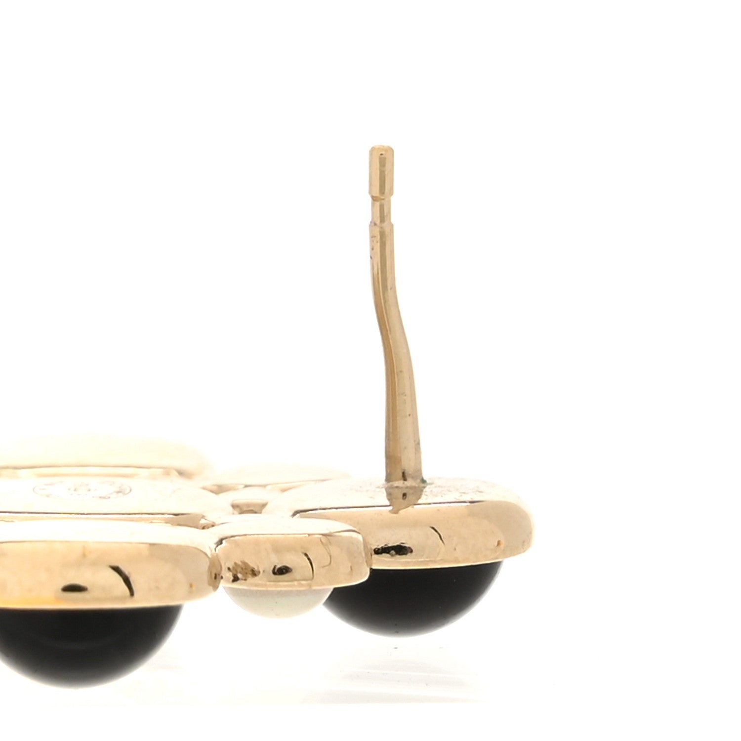 Chanel Gripoix Poured Glass Pearl Crystal CC Single Earring Gold Black 5 of 5