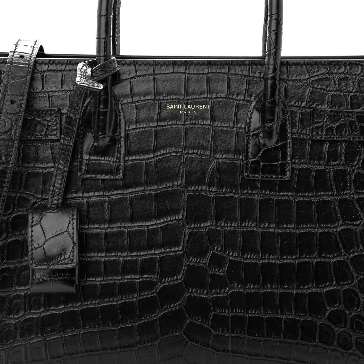 Saint Laurent Calfskin Crocodile Embossed Baby Sac De Jour Black 8 of 10