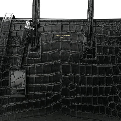 Saint Laurent Calfskin Crocodile Embossed Baby Sac De Jour Black 8 of 10