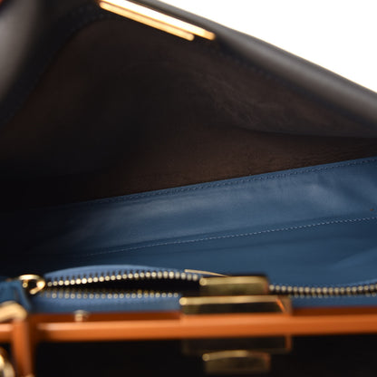 Fendi Vitello Seta Shiny Nappa Medium Peekaboo Iconic Satchel Carbone Blue 6 of 10