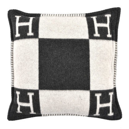 Hermes Wool Cashmere Avalon Pillow PM Ecru Gris Fonce 2 of 3
