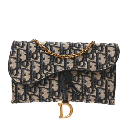 Christian Dior Oblique Saddle Chain Long Wallet Blue 2 of 9