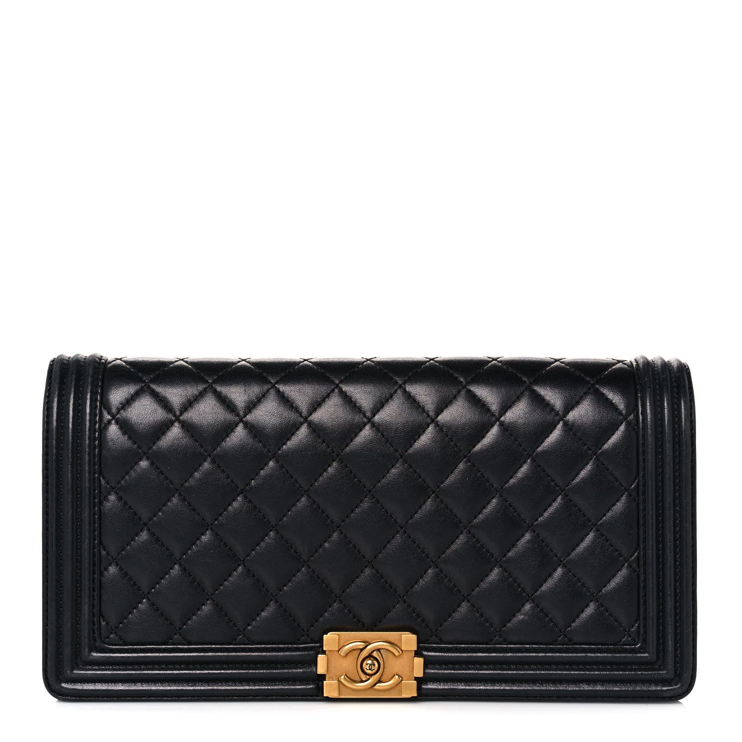 Chanel Lambskin Quilted Boy Flap Clutch Black 1 of 15