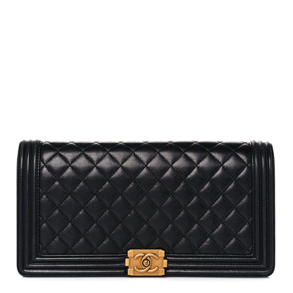 Chanel Lambskin Quilted Boy Flap Clutch Black 1 of 15