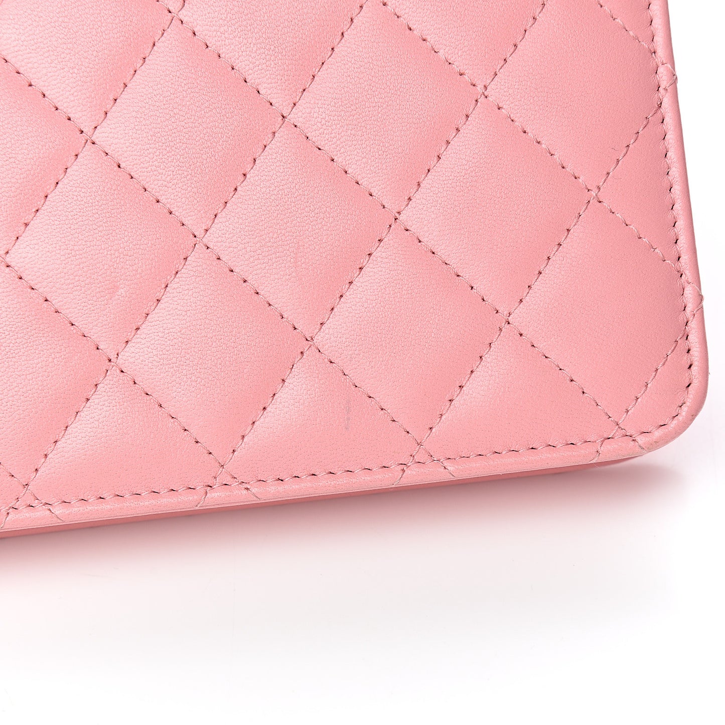 Lambskin Quilted Trendy CC Wallet On Chain WOC Pink