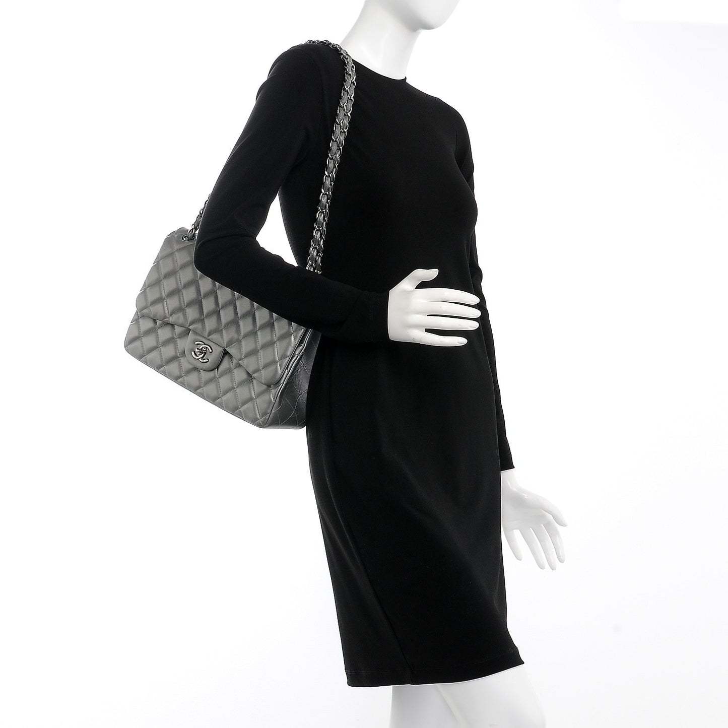 Pebbled Calfskin Small Skull Padlock Zip Around Tote Black