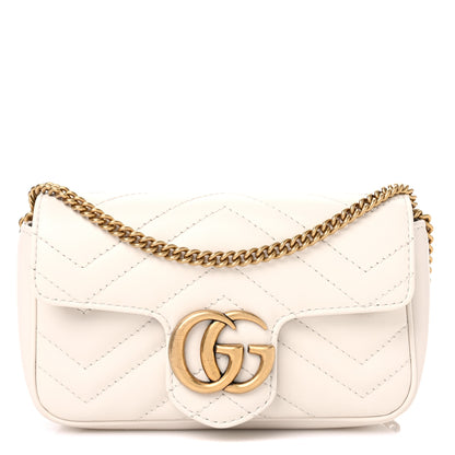 Gucci Calfskin Matelasse Super Mini GG Marmont Shoulder Bag White 1 of 10
