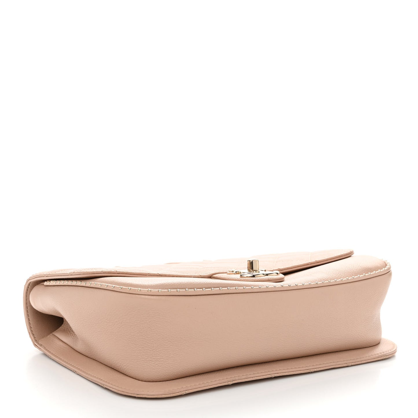 Caviar Quilted Large Studded Flap Beige