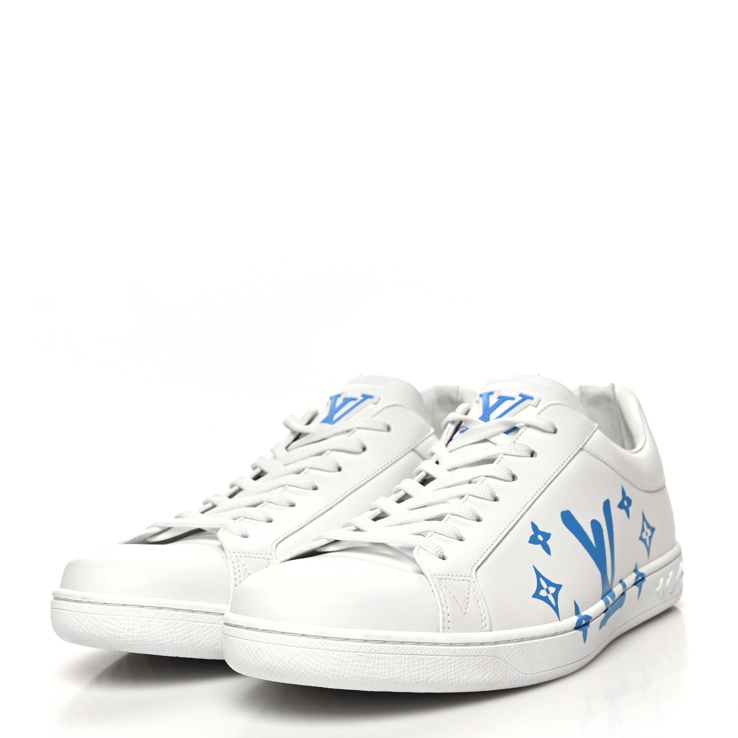 Louis Vuitton Calfskin Luxembourg Samothrace Mens Sneakers 9.5 White Blue 3 of 11