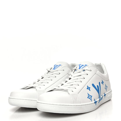 Louis Vuitton Calfskin Luxembourg Samothrace Mens Sneakers 9.5 White Blue 3 of 11